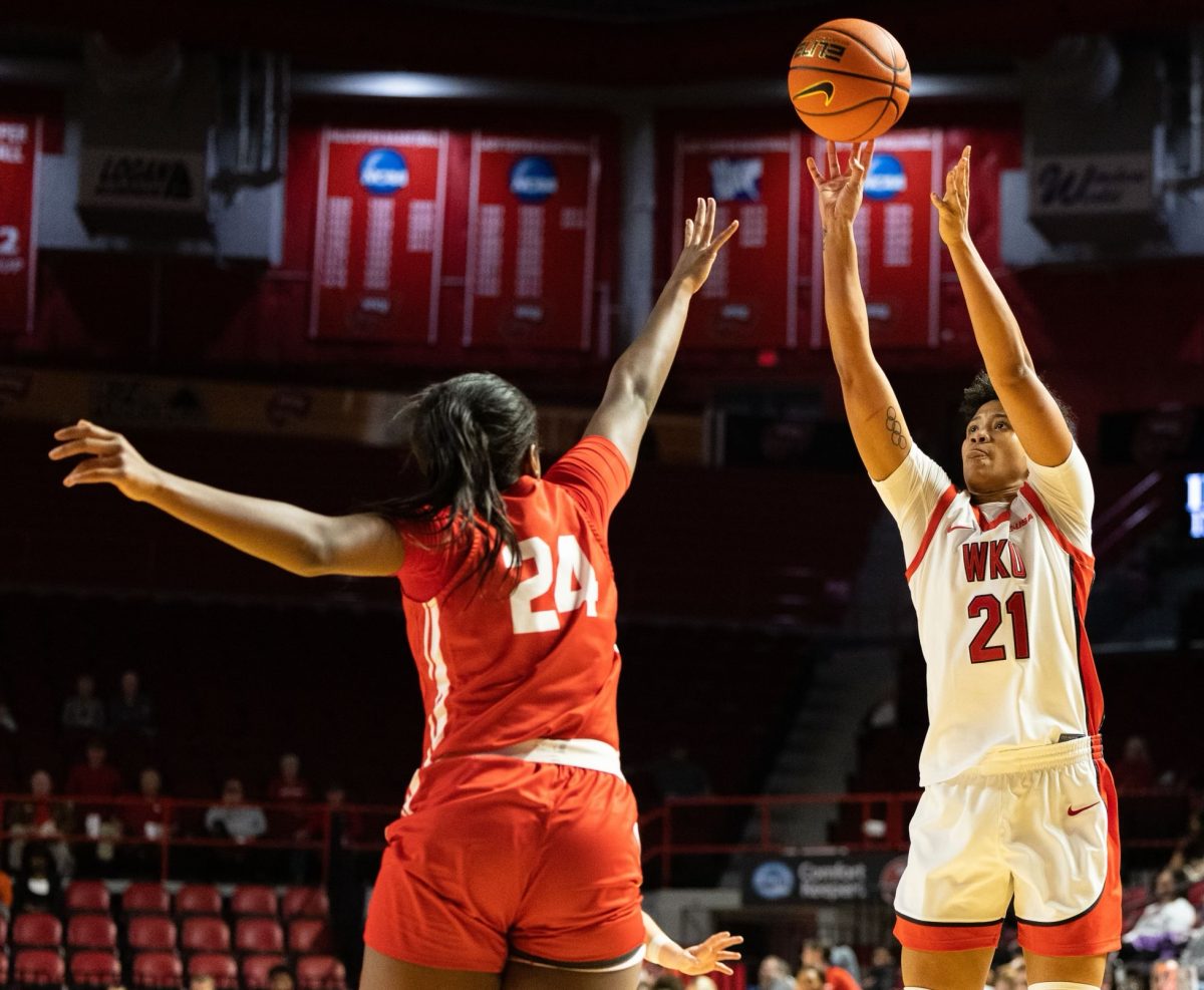 Forward Odeth Betancourt (21) during a game against Cornell University in the Diddle arena on Monday, Nov. 13, 2023.