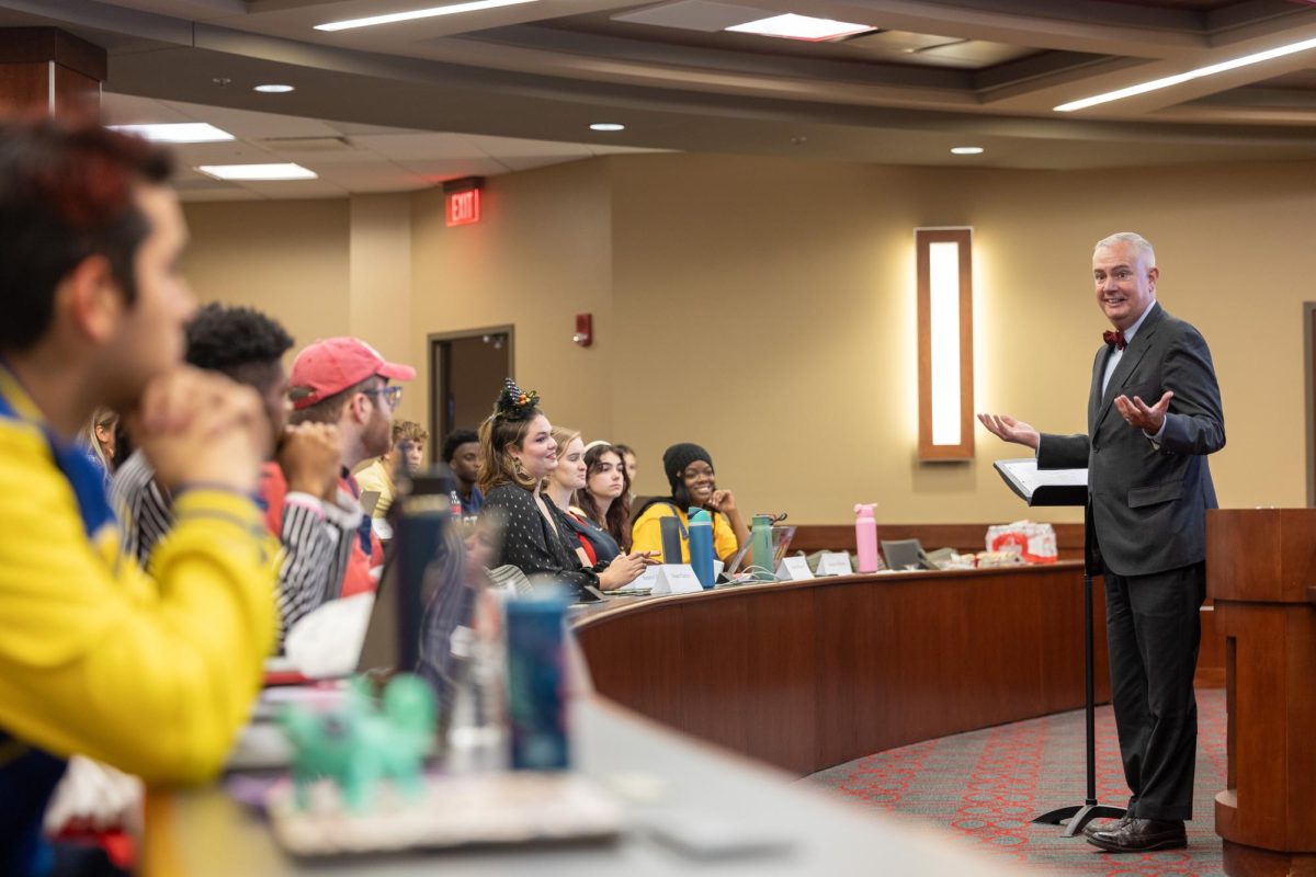 WKU President Timothy Caboni attended this weeks SGA meeting, which fell on Halloween, and discussed election day plans and campus accomplishments.