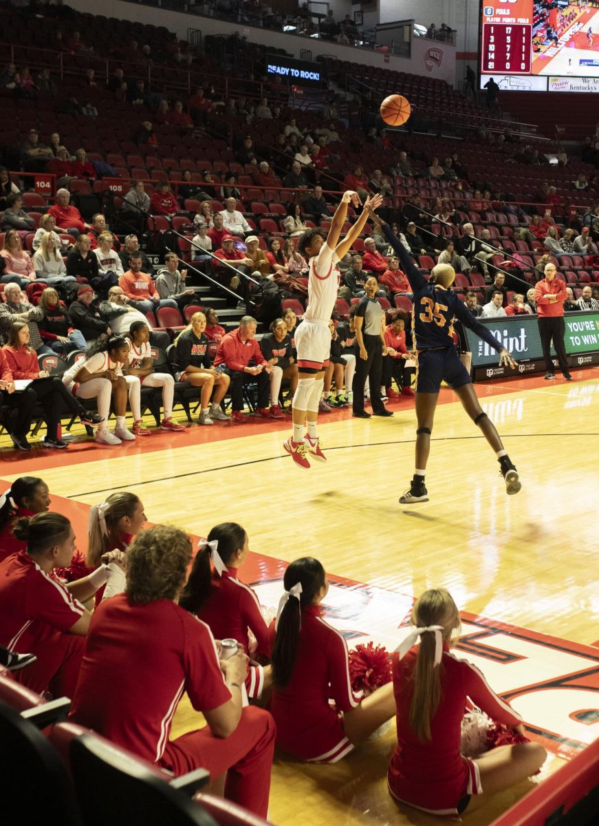 WKU senior forward, Odeth Betancourt, attempts a jump shot against UTEP in E.A. Diddle Arena on Saturday, Jan. 20, 2024.