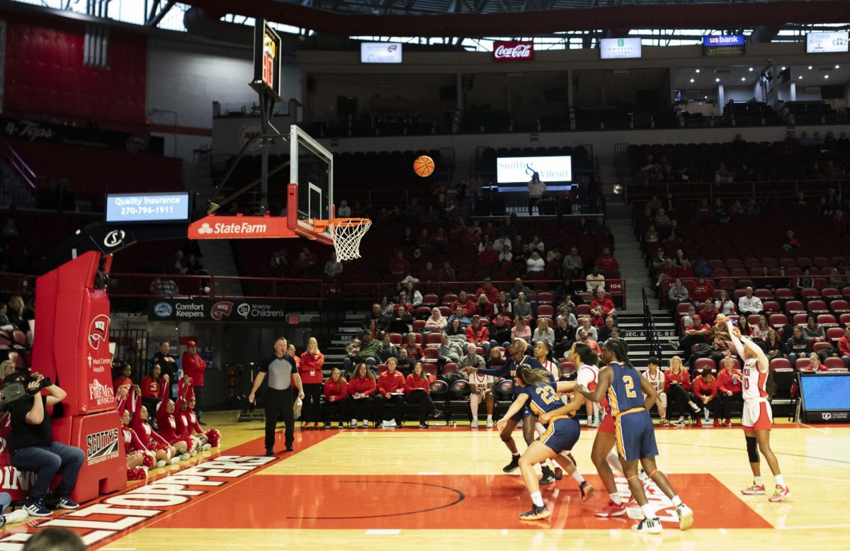 WKU sophomore guard, Acacia Hayes, shoots a free-throw against UTEP in E.A. Diddle Arena on Saturday, Jan. 20, 2024.