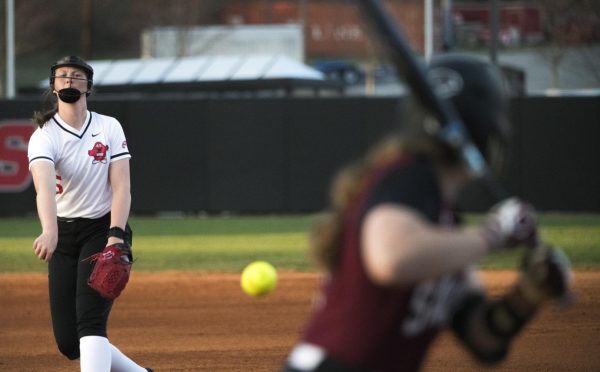Pitcher Katie Gardner (5) pitches during Western Kentucky Universitys game against Southern Illinois University on Sunday, March 3, 2024. 