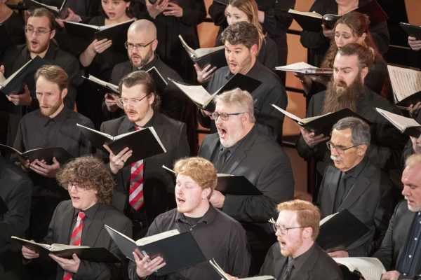Members of the Southern Kentucky Choral Society perform Fortuna Imperatrix Mundi at Western Kentucky Universitys spring choir concert, “Sing My Child”, on Friday, March 8, 2024. 