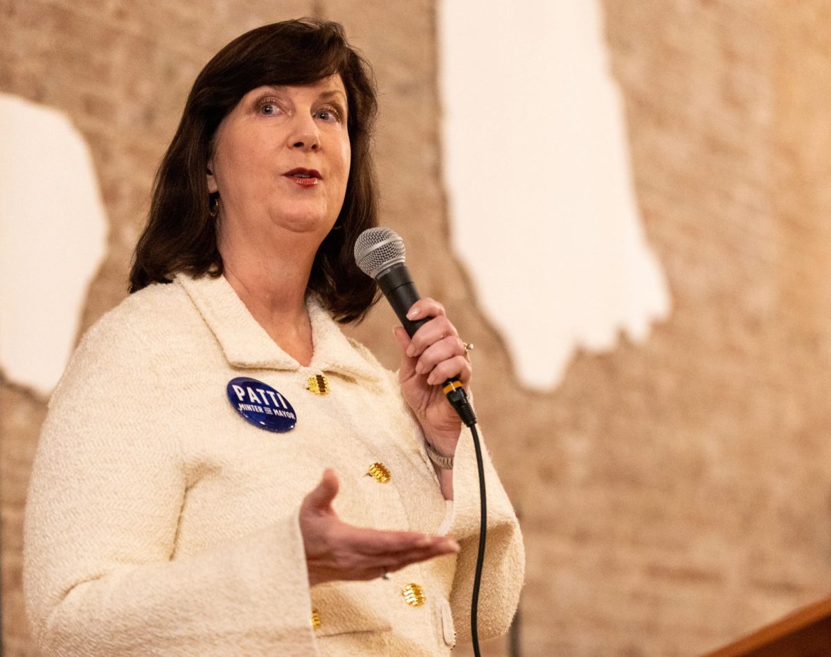 Patti Minter gives a speech during a kickoff for her campaign on Thursday, Feb. 29, 2024. 
