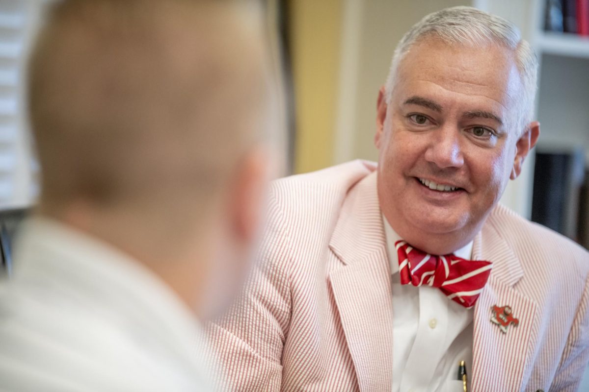 WKU President Timothy Caboni speaks to the College Heights Herald Editorial Board during an interview on Thursday, Aug. 15, 2024. 