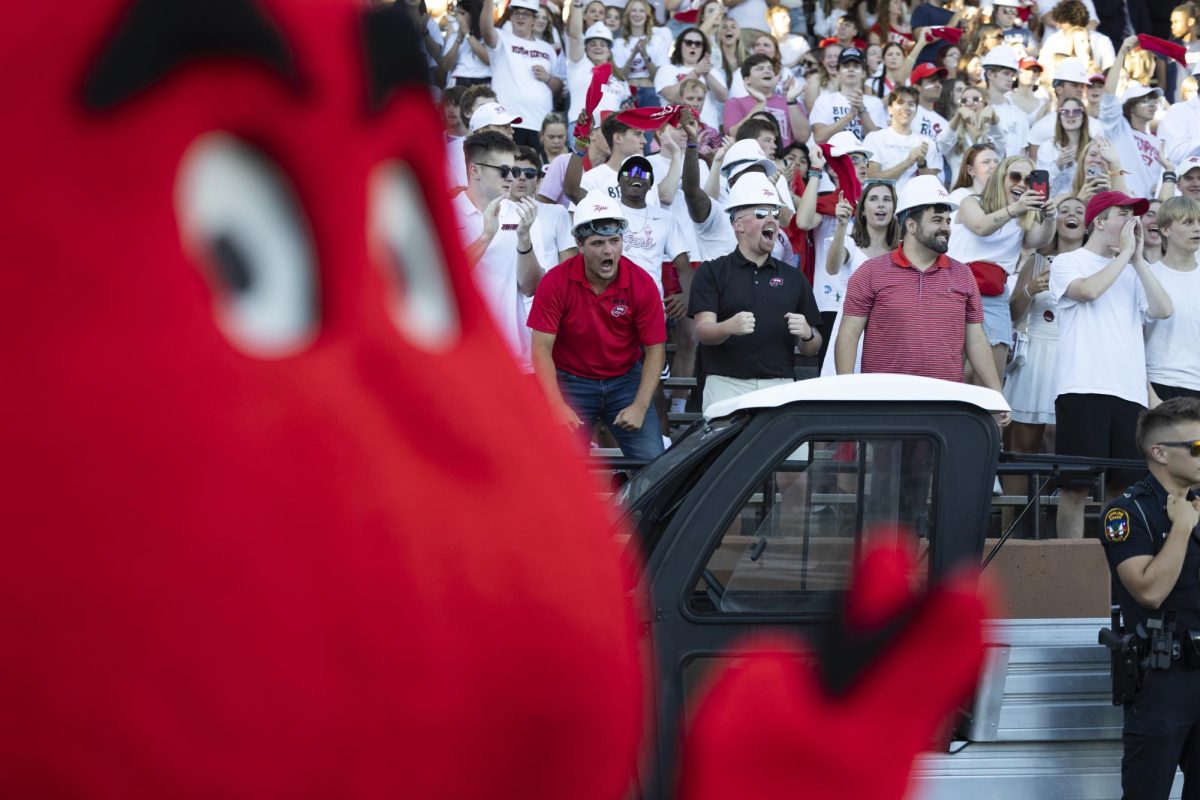 Students cheer as a player from Eastern Kentucky University gets ejected while Big Red shrugs during a game at L.T. Smith Stadium on Saturday, Sept. 7, 2024. 