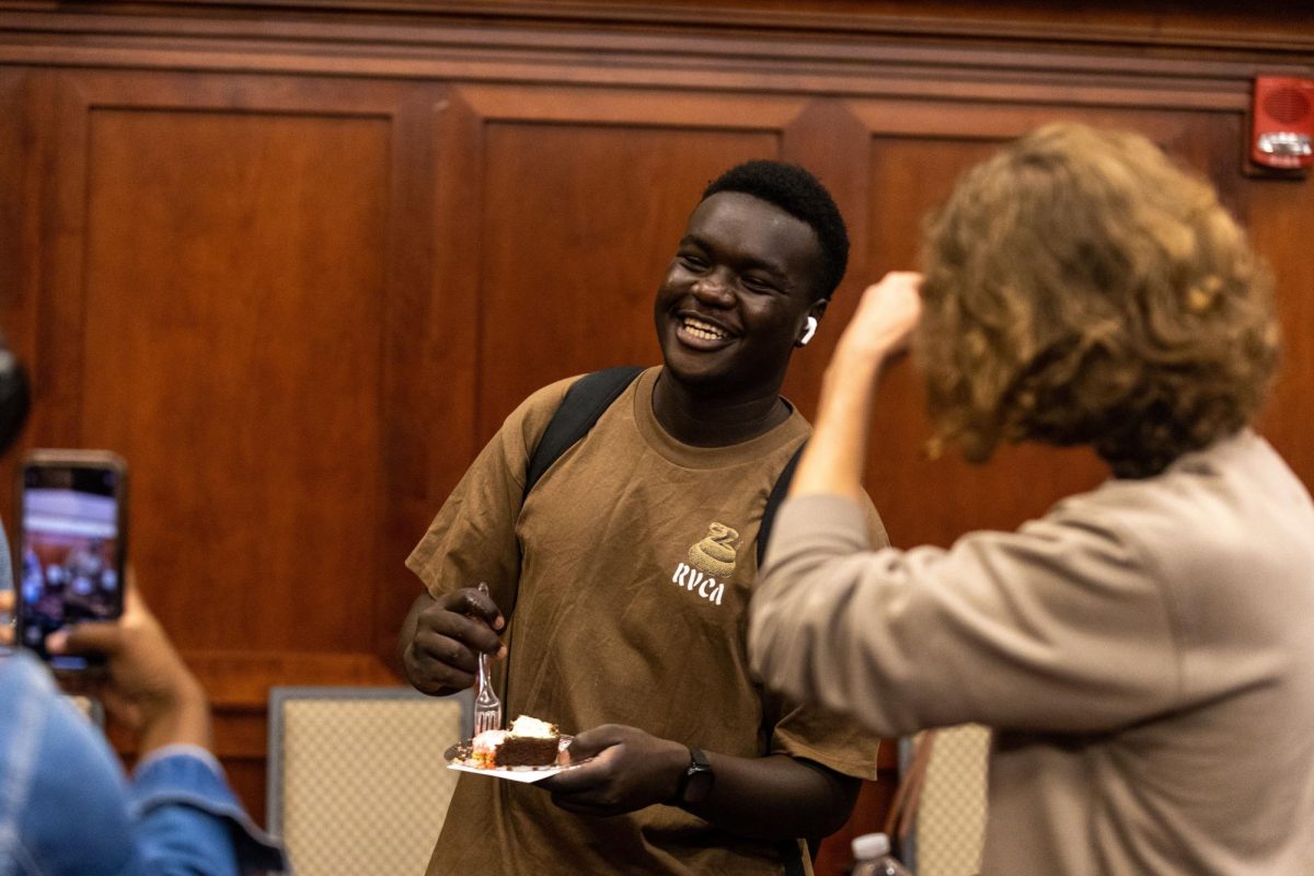 Quincy Otieno a freshman enjoys the Great History Bake Off ‘'I just love trying new foods” in DSU (Downing Student Union) 3rd floor room 3020 on September 12 2024. (Photo by Gabriel Milby).