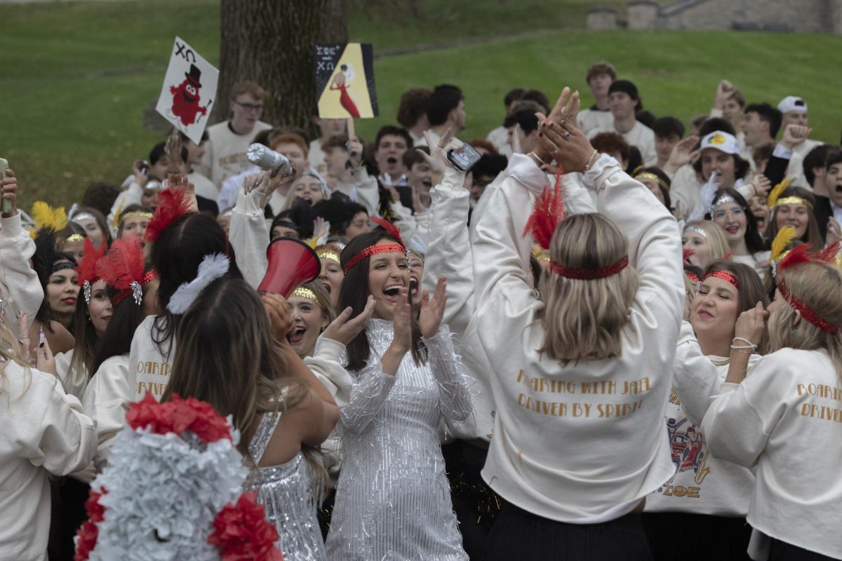 Angelina Colmenares, member of Chi Omega, cheers before WKU’s Homecoming Parade Friday, Nov. 15, 2024.