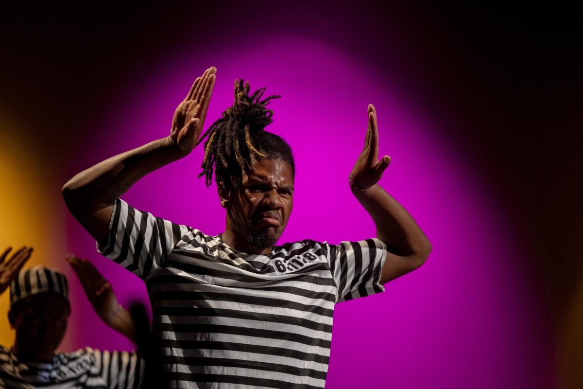 Isaiah Hart II, member of Omega Psi Phi, dances at WKU’s annual Homecoming Step Show at the Capitol Theater on Saturday, Nov. 16, 2024.