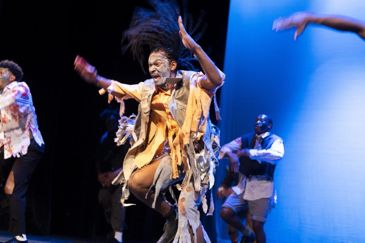 Avery Wells, member of Phi Beta Sigma, dances at WKU’s annual Homecoming Step Show at the Capitol Theater on Saturday, Nov. 16, 2024.