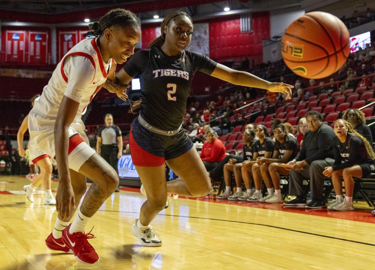 WKU guard Destiny Salary (1) chases the ball during the Lady Toppers game against Tennessee State University in Bowing Green, Ky. on Wednesday, Nov. 27, 2024.