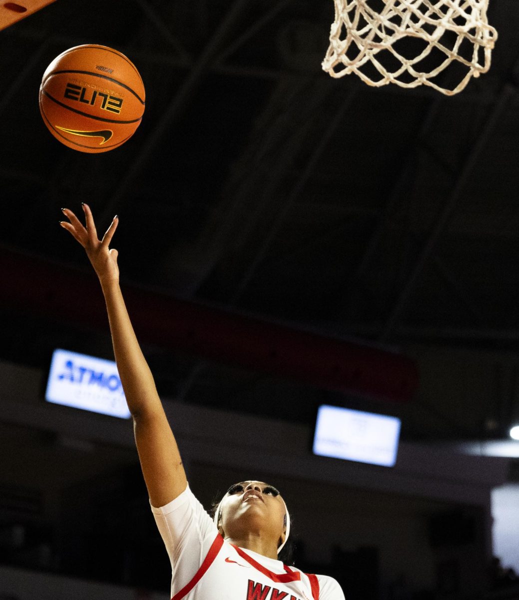 WKU forward Mya Pratcher (5) attempts a lay up during the Lady Toppers game against Tennessee State University in Bowing Green, Ky. on Wednesday, Nov. 27, 2024.