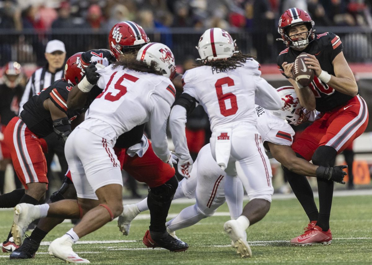 Western Kentucky Hilltoppers quarterback Caden Veltkamp (10) gets sacked by the Jax State defense during WKU’s game against Jacksonville State University in Bowing Green, Ky. on Friday, Nov. 29, 2024. 