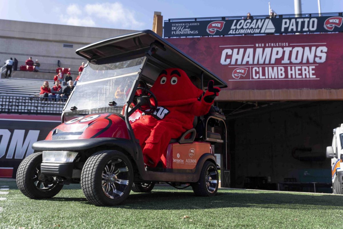 Big Red rides onto the field before the Homecoming football game in the L.T. Smith Stadium on Saturday, Nov. 16, 2024. 