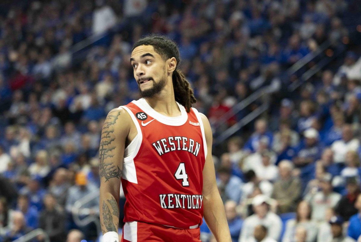 Khristian Lander (4) looks behind him before the ball is inbounded during the basketball game against University of Kentucky in Rupp Arena in Lexington, Ky., on Tuesday, Nov. 26, 2024. 