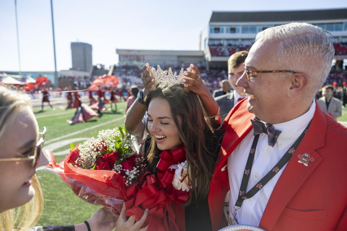 Sarah Vincent, representing Kappa Delta, is crowned homecoming queen during WKU’s game against Louisiana Tech in Bowing Green, Ky. on Saturday, Nov. 16, 2024. 