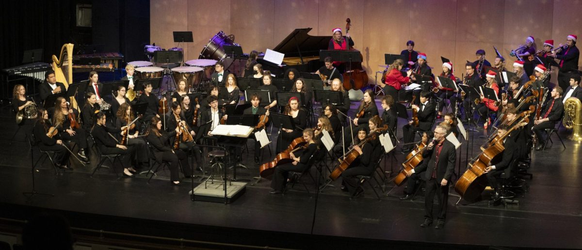 The WKU Symphonic Band and the WKU Jazz Band pictured during the Holidays On The Hill concert  in Van Meter Hall on Friday, Nov. 22, 2024.