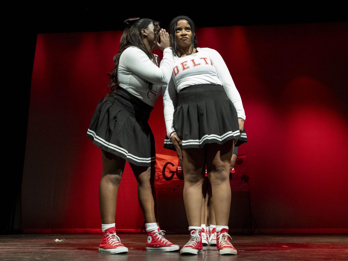 Members of The Eta Zeta Chapter of Delta Sigma Theta Sorority, Inc., Jakayla Brown (left) and Na’Shiaya Wilson perform during the 2024 Homecoming Step Show Performance on Saturday Nov. 16, 2024. 