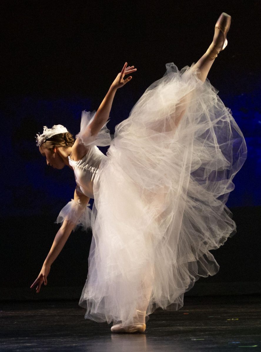 Lindy Fischer performs her solo ballet act during the 2024 WinterDance rehearsal at Van Meter Hall on Nov. 13, 2024.