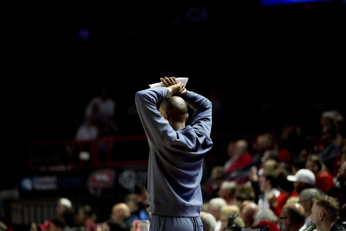 Jackson State head coach Mo Williams reacts to a struggling defense during WKU’s game against the Jackson State Tigers on Wednesday, Nov. 20, 2024 in E.A. Diddle Arena. 