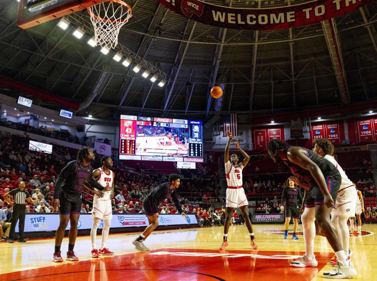 WKU guard Babacar Faye (5) makes a free throw during the Hilltopper's game against Tennessee State University in Bowling Green, Ky. on Tuesday, Dec. 10, 2024.