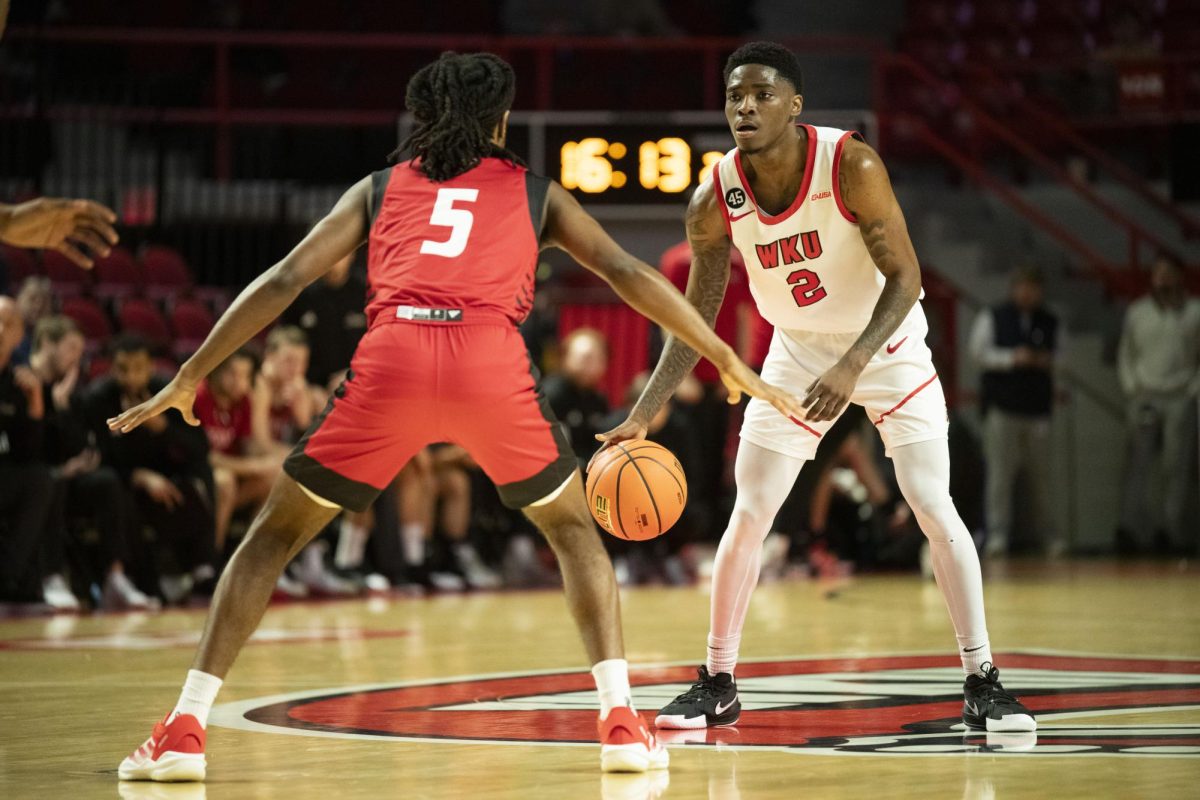 WKU guard Don McHenry (2) drives the ball during the Hilltopper's game against the Seattle Redhawks in Bowling Green, Ky. on Tuesday, Dec. 17, 2024.