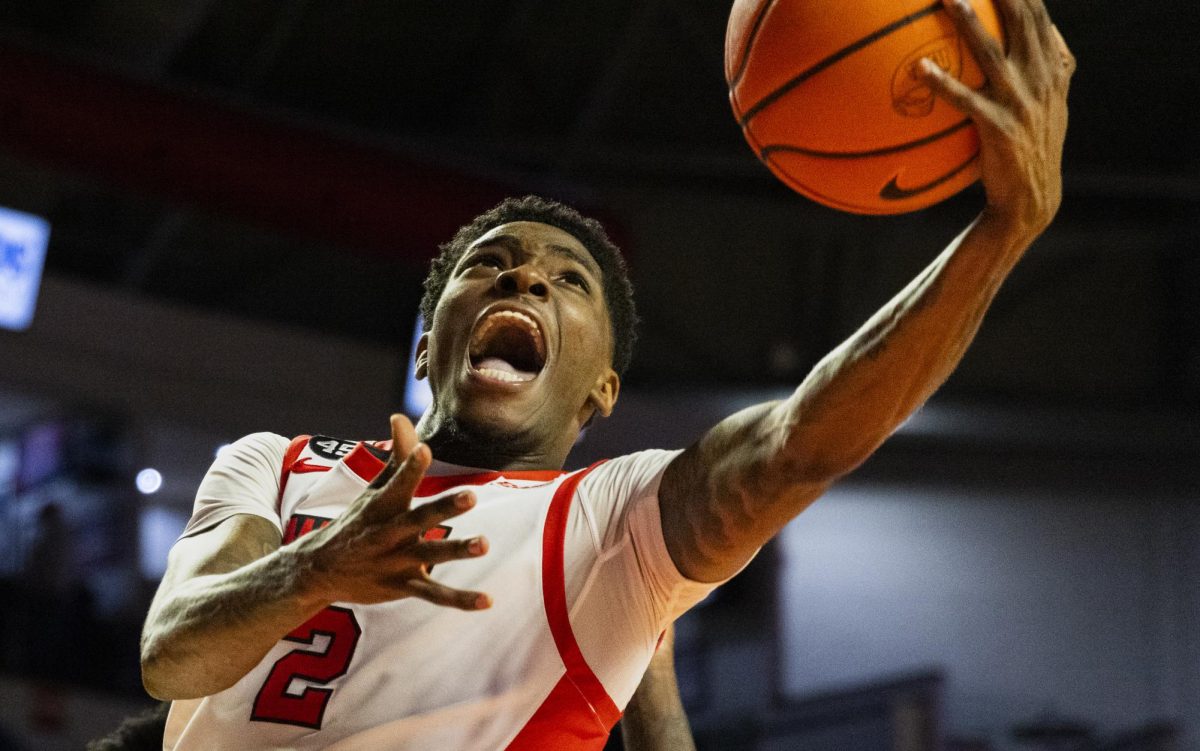 WKU gurad Don McHenry (2) makes a basket during the Hilltopper's game against the Jacksonville State Gamecocks in Bowling Green, Ky. on Thursday, Jan. 9, 2025.