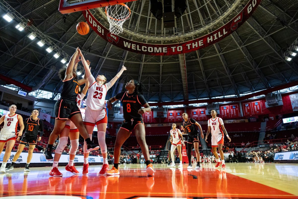 Sam Houston State University guard Sydnee Kemp goes up for a layup during a game against Western Kentucky University in Diddle Arena on Saturday, Jan. 25, 2025. 