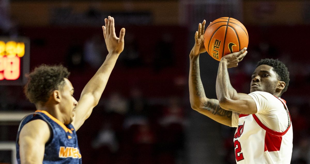 Western Kentucky Hilltoppers guard Don McHenry (2) shoots the ball during the Hilltoppers game against the UTEP Miners in Bowling Green, Ky. on Thursday, Jan. 30, 2025. 