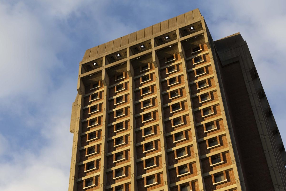 Western side of Pearce Ford Tower on Wednesday, Aug. 20, 2025. PFT has been without functioning A/C since Aug. 13. 