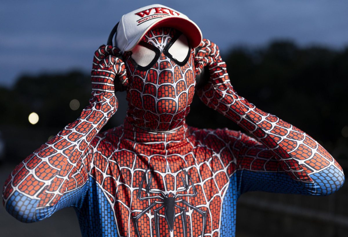 WKU Spidey poses for a portrait on Tuesday, Sept. 23, 2025, on Western Kentucky University’s main campus in Bowling Green, Ky.