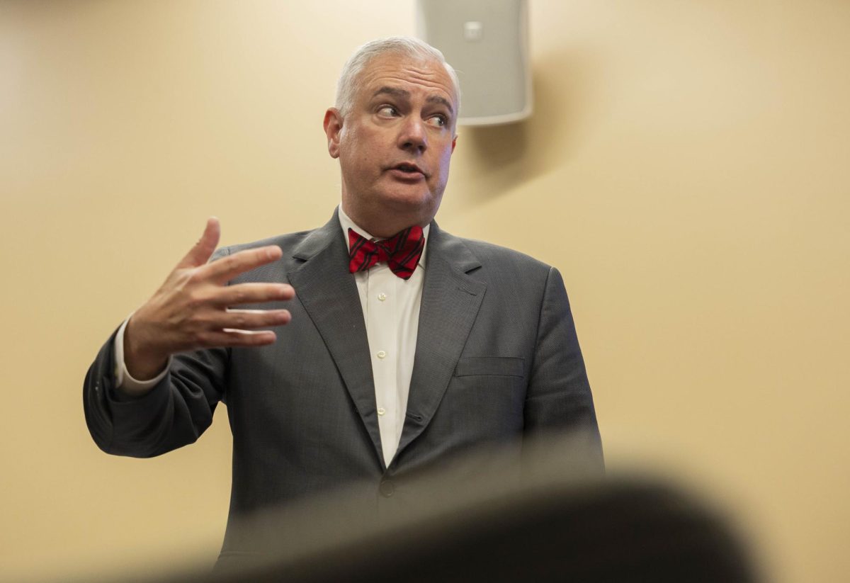 WKU President Timothy Caboni features as a guest speaker at the weekly meeting of the Student Government Association in senate chambers on Tuesday, Sep. 2, 2025. 