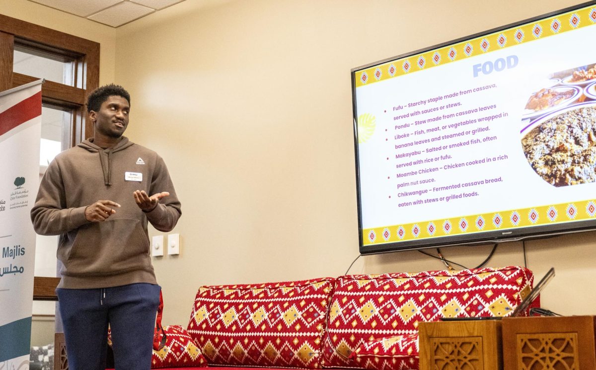 (FILE PHOTO) Michael Manya speaks during a presentation about the Democratic Republic of the Congo during Chai Chat on Tuesday, Nov. 18, 2025, in the Honors College and International Center building on Western Kentucky University’s campus in Bowling Green, Ky. 