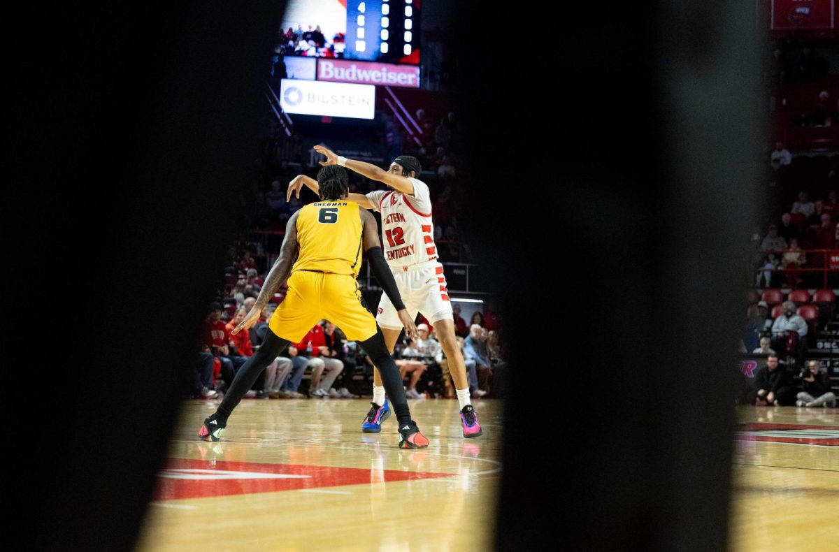 Western Kentucky Hilltoppers Guard Armelo Boone (12) passes the ball during WKU’s game against the Kennesaw State Owls in E.A. Diddle Arena on Saturday, Jan. 17, 2026. 