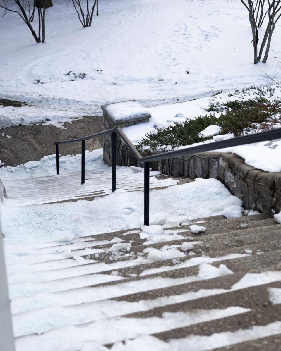 Stairways outside Grise Hall remain unclear on Western Kentucky University’s  campus on Sunday, Feb. 1, 2026.