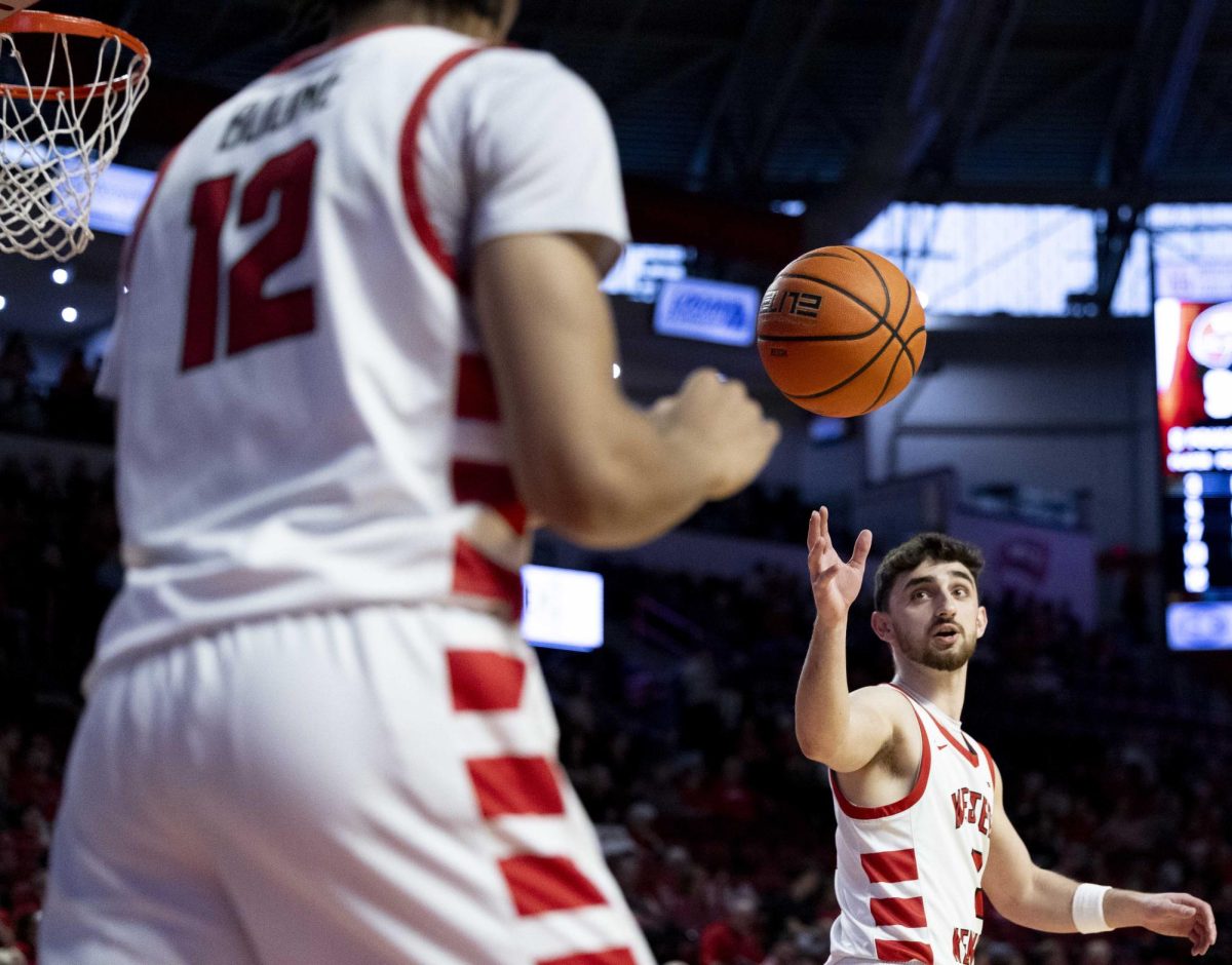 Western Kentucky University Hilltoppers guard Jack Edelen (5) gets thrown the ball by guard Armelo Boone (12) during WKU versus UTEP on Saturday, Feb. 28, 2026. Averaged 11.9 minutes per game.