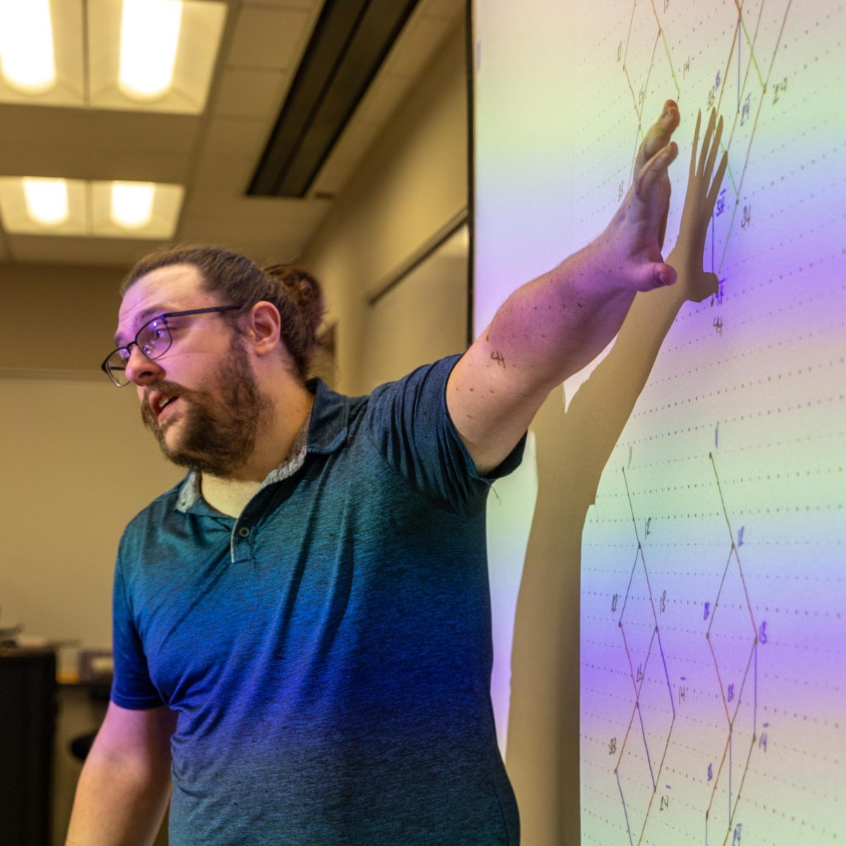 Goran Omerdic speaks at the AMS Chapter Talk at College High Hall about Lie algebra used to describe the symmetries of continuous functions, on Wednesday, Feb. 25, 2026.