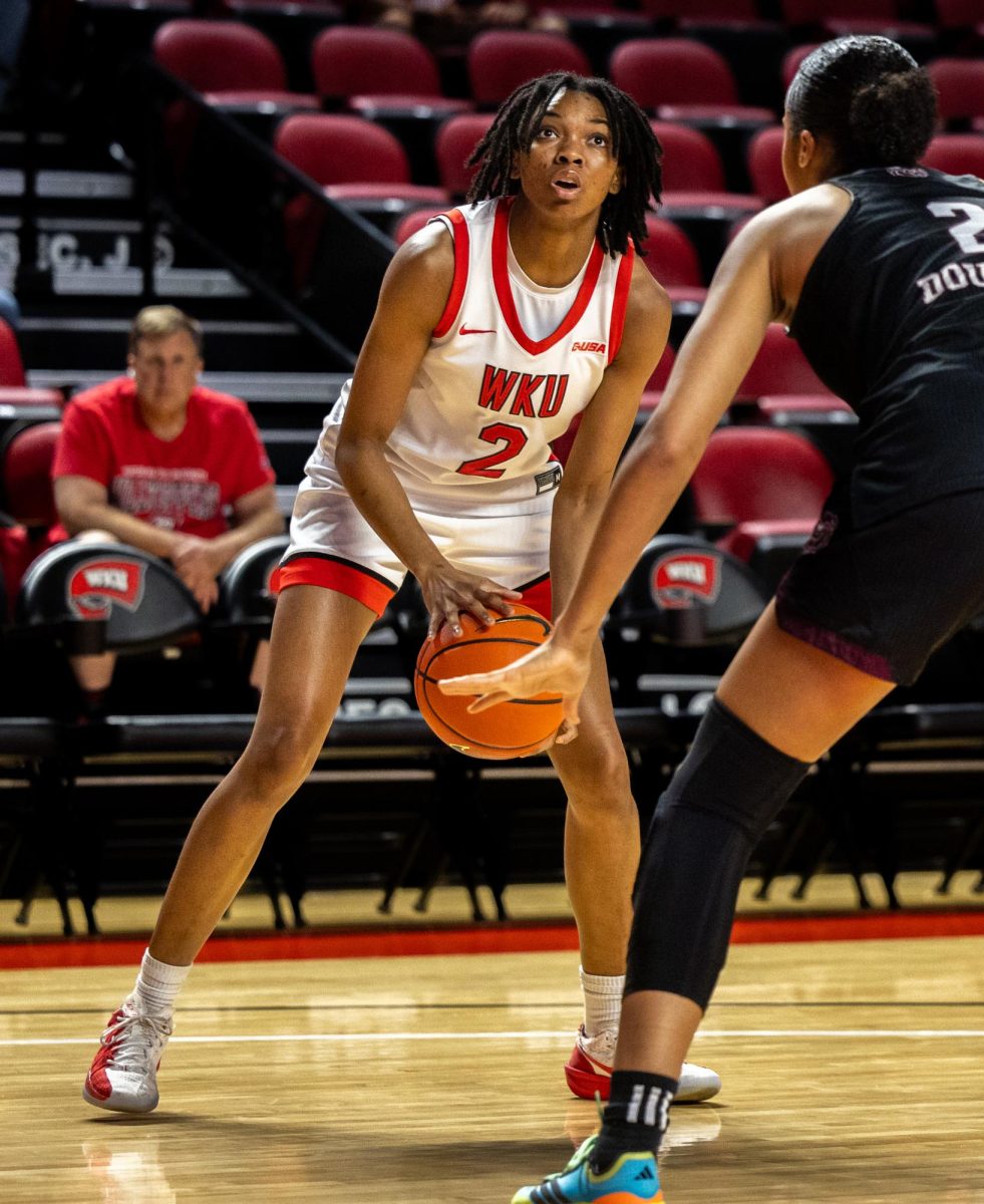 Western Kentucky’s Torri James (2) prepares to shoot during women’s basketball game against Missouri State at E.A. Diddle Arena in Bowling Green, Kentucky., Thursday, March 5, 2026.