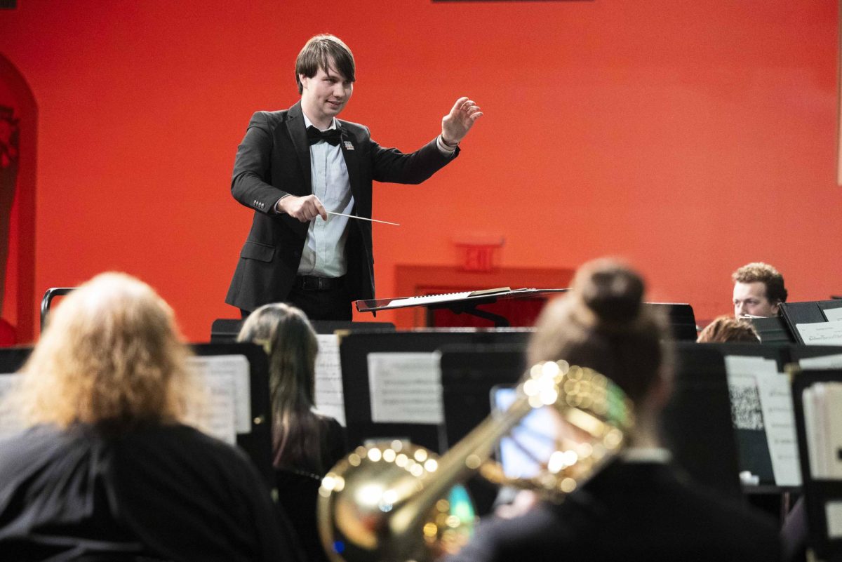 Graduate Conductor Noah Woody conducts three musical pieces in his Graduate Conducting Recital during WKU’s Department of Music Wind Ensemble Recital in Van Meter Hall on Monday, March 9, 2026. 