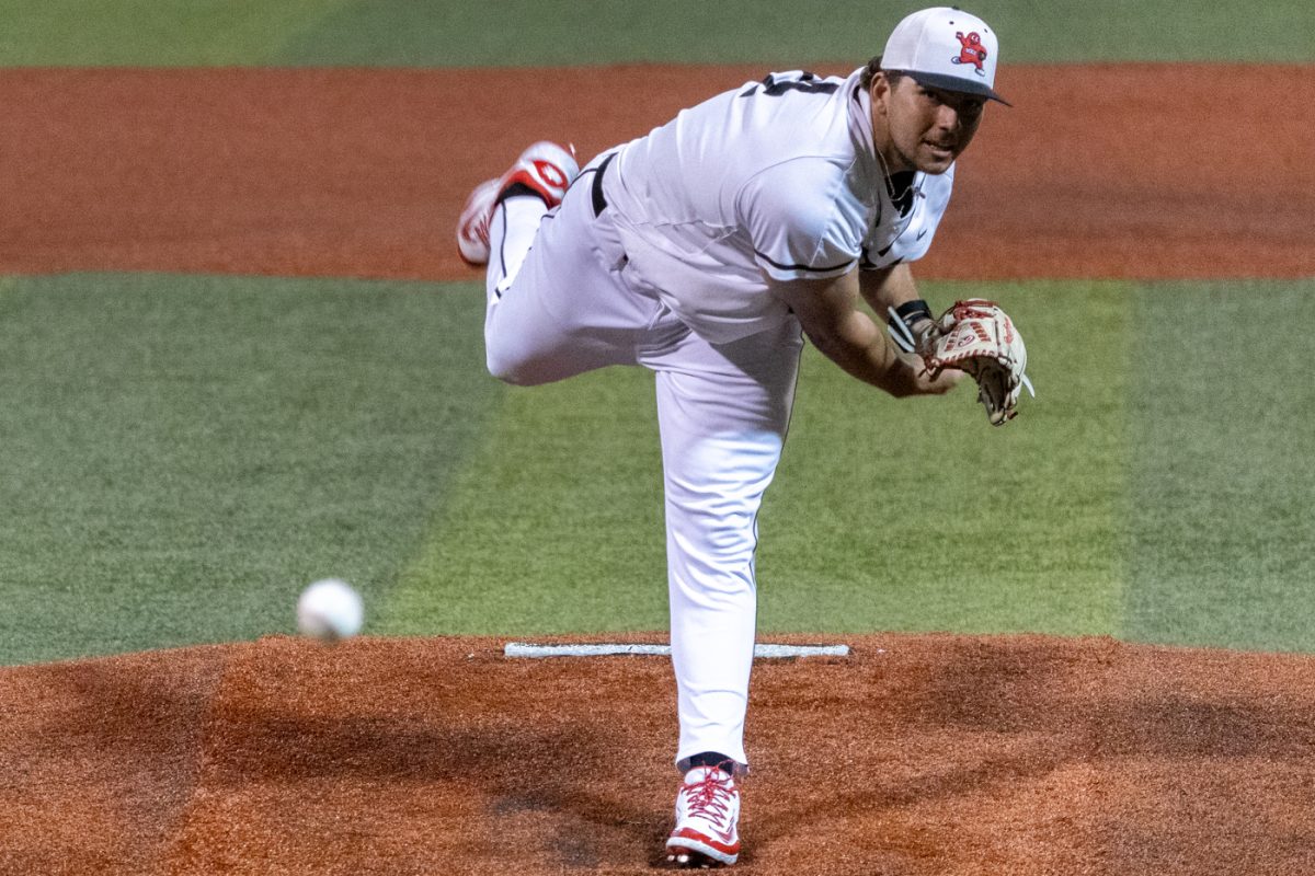 Western Kentucky University Gavin Perry (44) pitches the ball during Western Kentucky University’s game against the Indiana State Sycamores at Nick Denes Field on Friday, March 6, 2026.