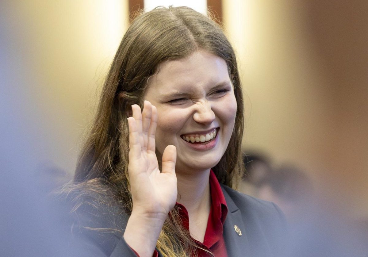 (FILE PHOTO) Veronica Butler stands proudly as she is appointed and sworn in as the new Senate Speaker of the 26th Senate on Tuesday, April 28, 2026, in the senate chambers. Butler formerly served as the chair of the Mental Health and Wellbeing Committee.