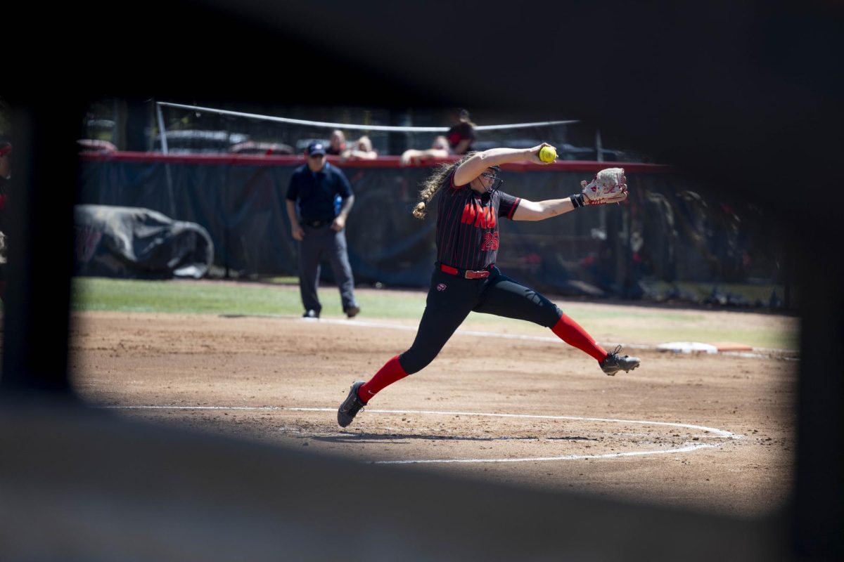 Western Kentucky Hilltoppers Right Handed Pitcher Maddy Wood (25) pitches the ball during WKU’s game against the Kennesaw State Owls at the WKU Softball Complex on Sunday, April 26, 2026.