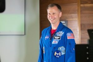 Nick Hague, Brigadier General in the United States Space Force and Assistant Deputy Chief of Space Operations  answers questions from the media on May 22, 2026, about his time on the International Space Station. 