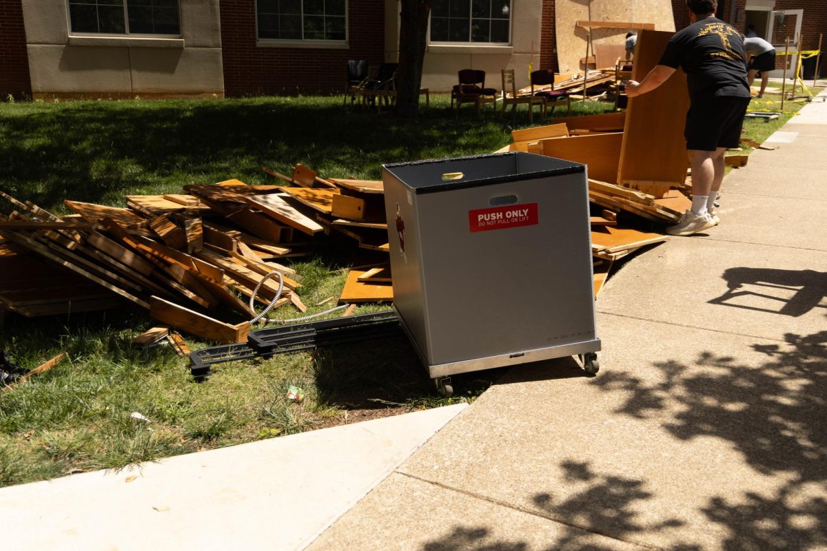 Workers from The Fireman Moving Company remove the furniture from Southwest Hall to prepare it for renovations on May 13, 2026. 
