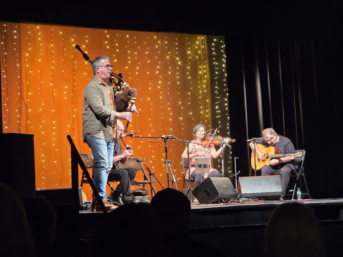 Rebecca Baumbach, Skip Cleavinger, Pat Broaders and John Skelton play their traditional Celtic instruments during the Summer Solstice Concert. Photo taken at the Capitol Theater on June 22. 