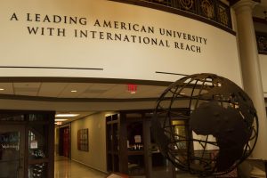The entrance to the Global Learning and International Affairs offices in Mahurin Honors College on June 9, 2026. The WKU Global office is located right under the quote. 