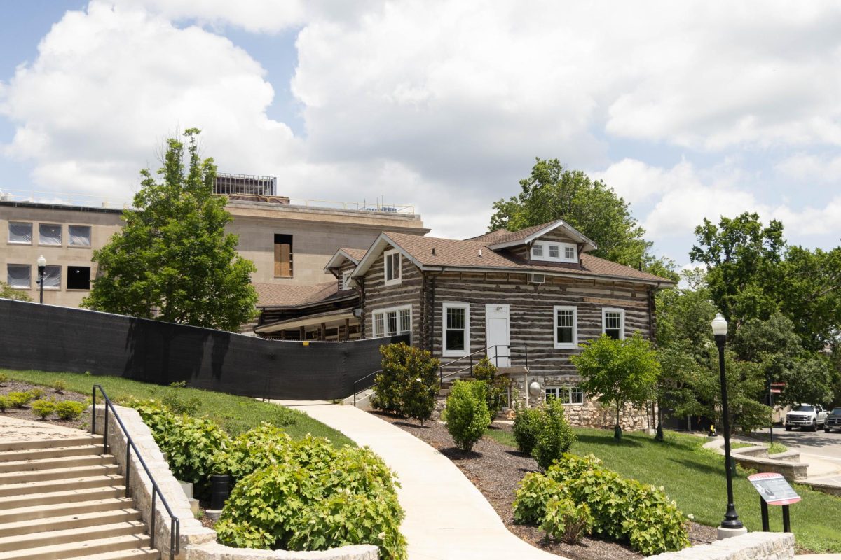 The Faculty House partially fenced in with the renovations being done on Cherry Hall on June 10, 2026. 